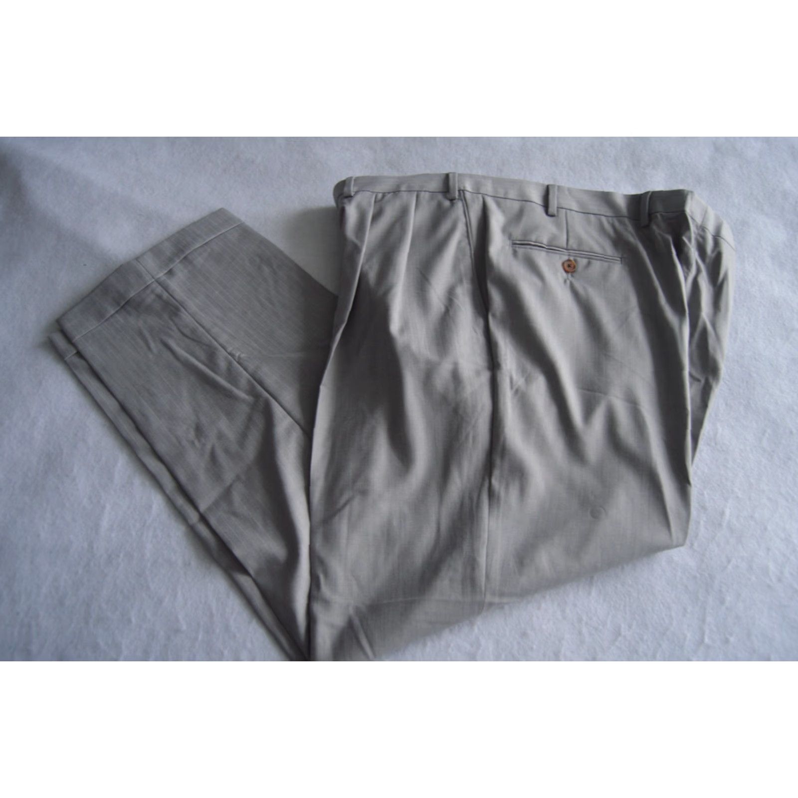 Ralph Lauren Ralph Lauren Dress Pants Mens Gray Stripe Pleated Cuffed 38/30 Regular Inseam 30 Size US 38 / EU 54 - 2 Thumbnail