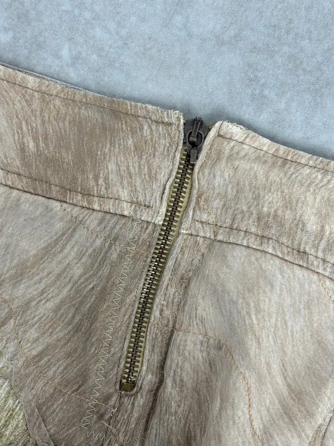 Roberto Cavalli 1990s Roberto Cavalli Beige Denim Destructured Leopard Skirt Size 30" / US 8 / IT 44 - 8 Thumbnail