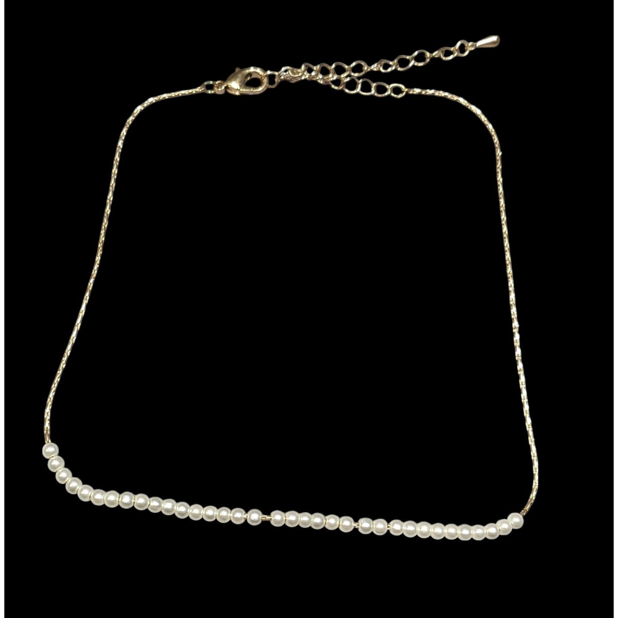 Other Minimalist Faux Pearl Beaded Gold Tone Chain Necklace Size ONE SIZE - 2 Thumbnail