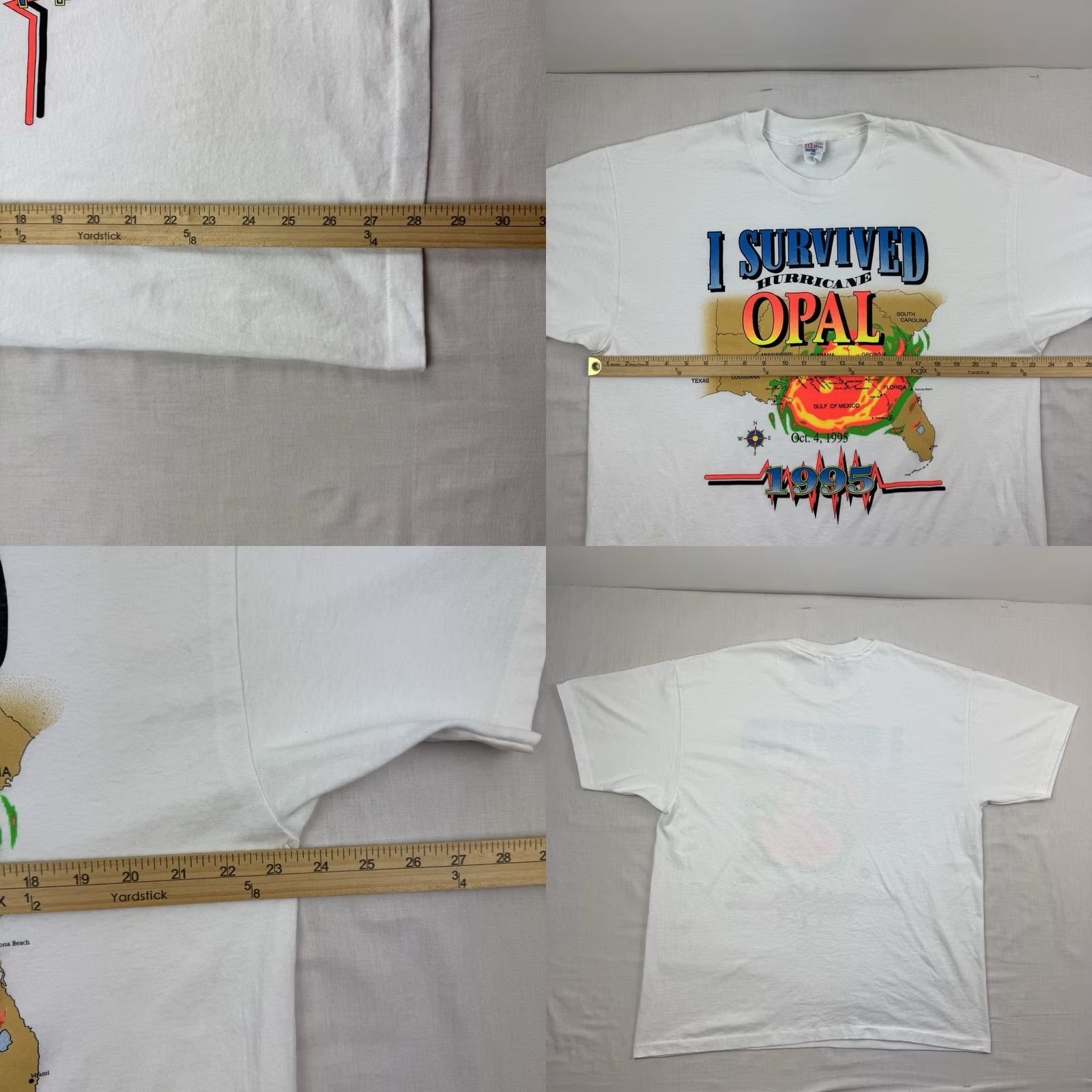 Hanes Vintage Hanes T-Shirt Opal White I Survived Storm 1995 Outdoor 90s Mens XL Crew Neck Short Sleeve Cotton Polyester Regular Weather Nature Shirt Size US XL / EU 56 / 4 - 8 Thumbnail