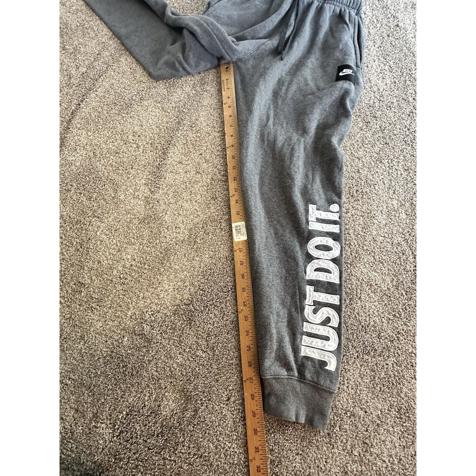 Nike Nike Fleece Jogger Sweatpants Mens Small Gray JUST DO IT Size US 29 - 2 Thumbnail