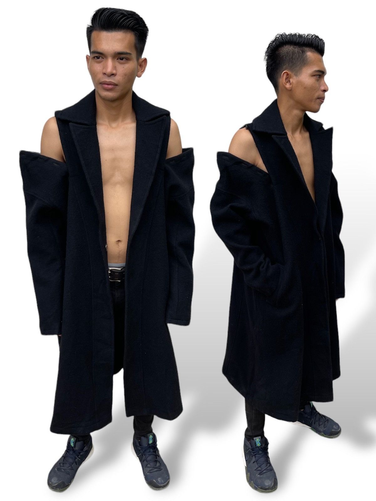 Yohji Yamamoto 🔥 A/W 2009 YOHJI YAMAMOTO WOOL OVER-COAT RARE DESIGN Size US M / EU 48-50 / 2 - 2 Thumbnail