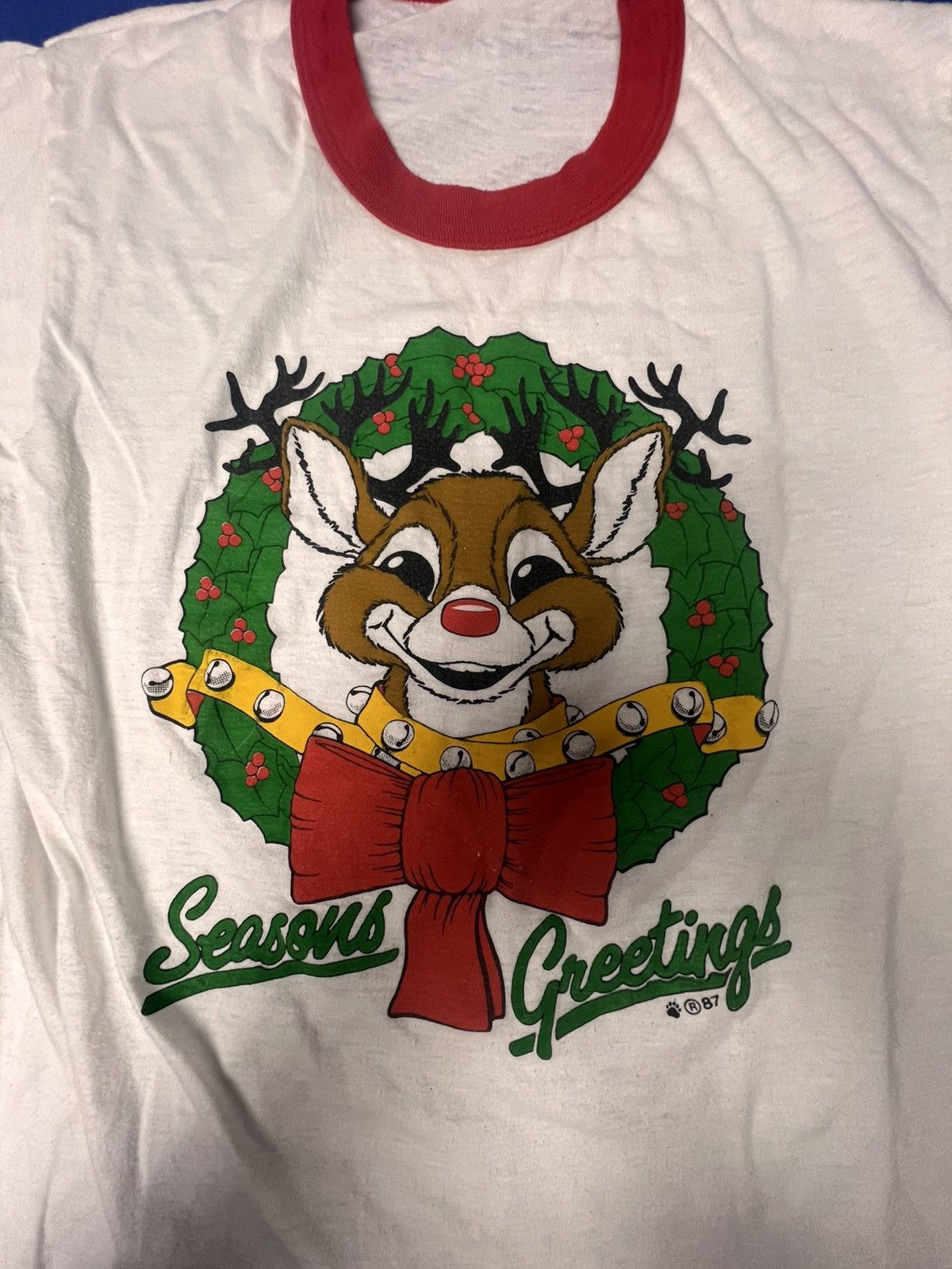 Other Seasons Greetings 1987 Screen Stars Vintage Rudolph Shirt Size L / US 10 / IT 46 - 2 Thumbnail