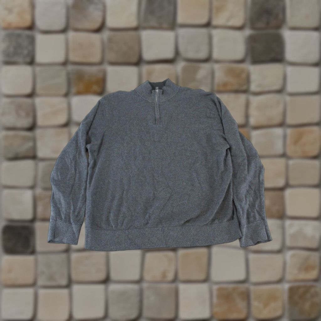 Bonobos VINTAGE Bonobos Sweater Pullover Men's XL Gray Cotton Fleece Quarter Zip Long Sleeve Golf Hiking Size US XL / EU 56 / 4 - 1 Thumbnail