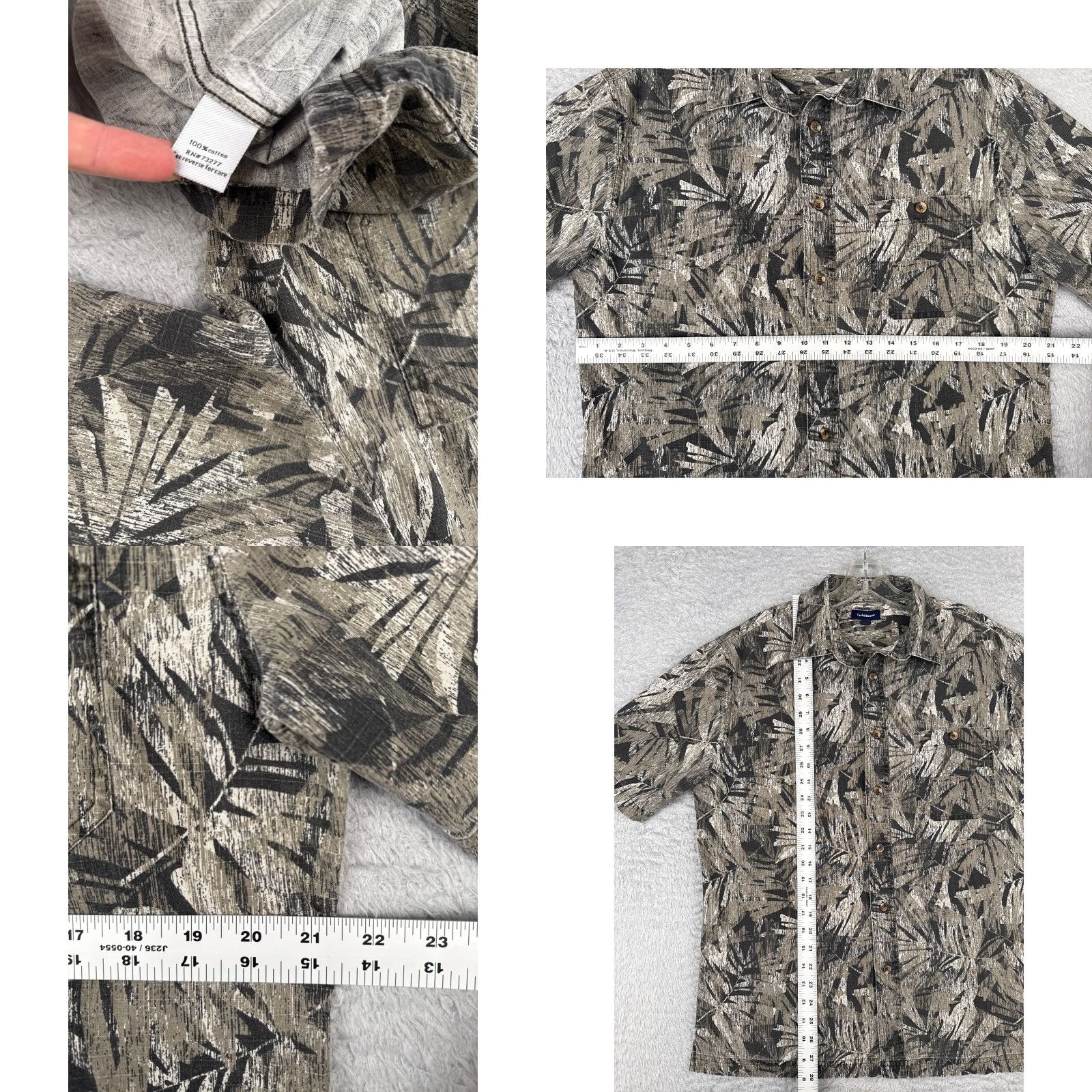 Croft & Barrow Croft & Barrow Shirt Adult Medium Gray Floral Hawaiian 100% Cotton Short Sleeve Mens Size US M / EU 48-50 / 2 - 8 Thumbnail