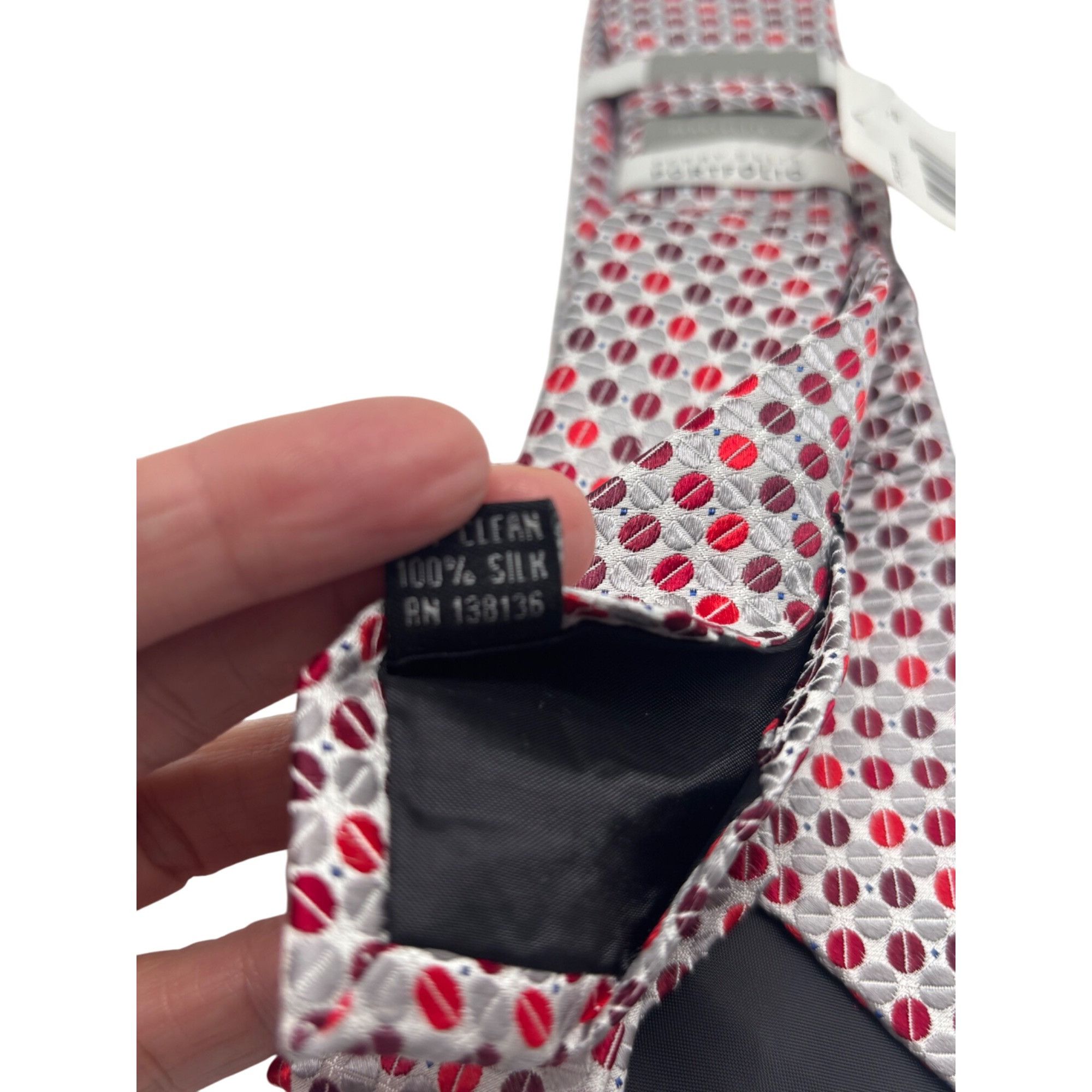 Perry Ellis Perry Ellis Portfolio Geometric Pattern Silk Necktie, Red, O Size ONE SIZE - 7 Thumbnail