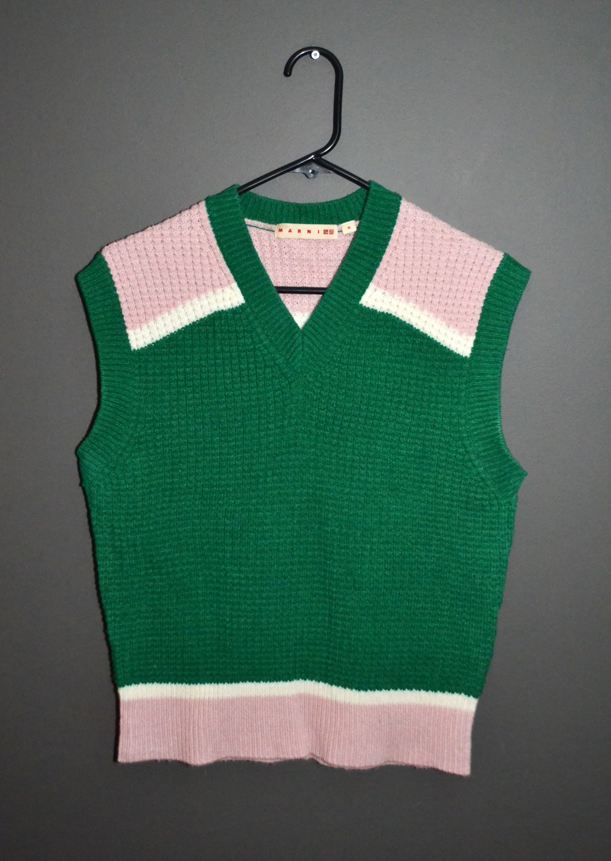Marni × Uniqlo Marni x Uniqlo Green Pink white Knit Vest M Preppy Size M / US 6-8 / IT 42-44 - 1 Thumbnail