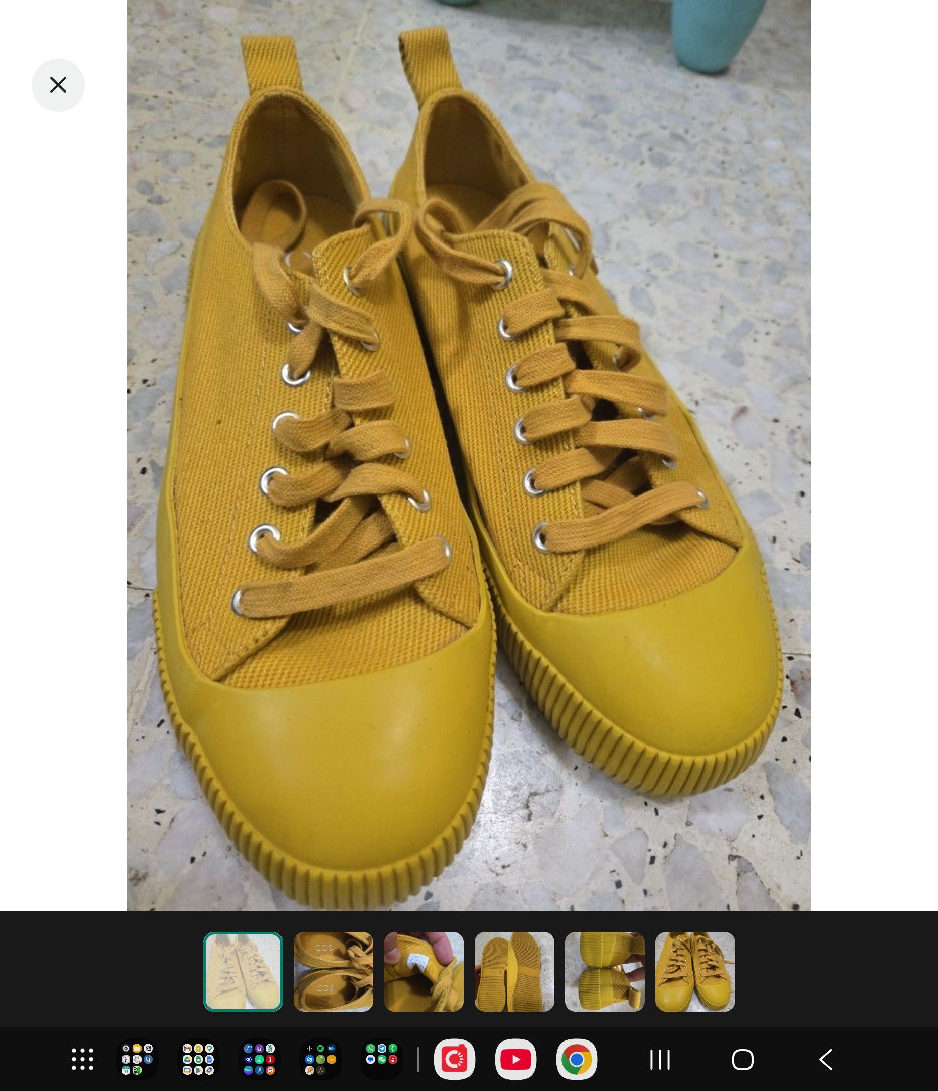 Cos Yellow Canvas Vulcanized Trainers Size US 8 / EU 41 - 1 Thumbnail