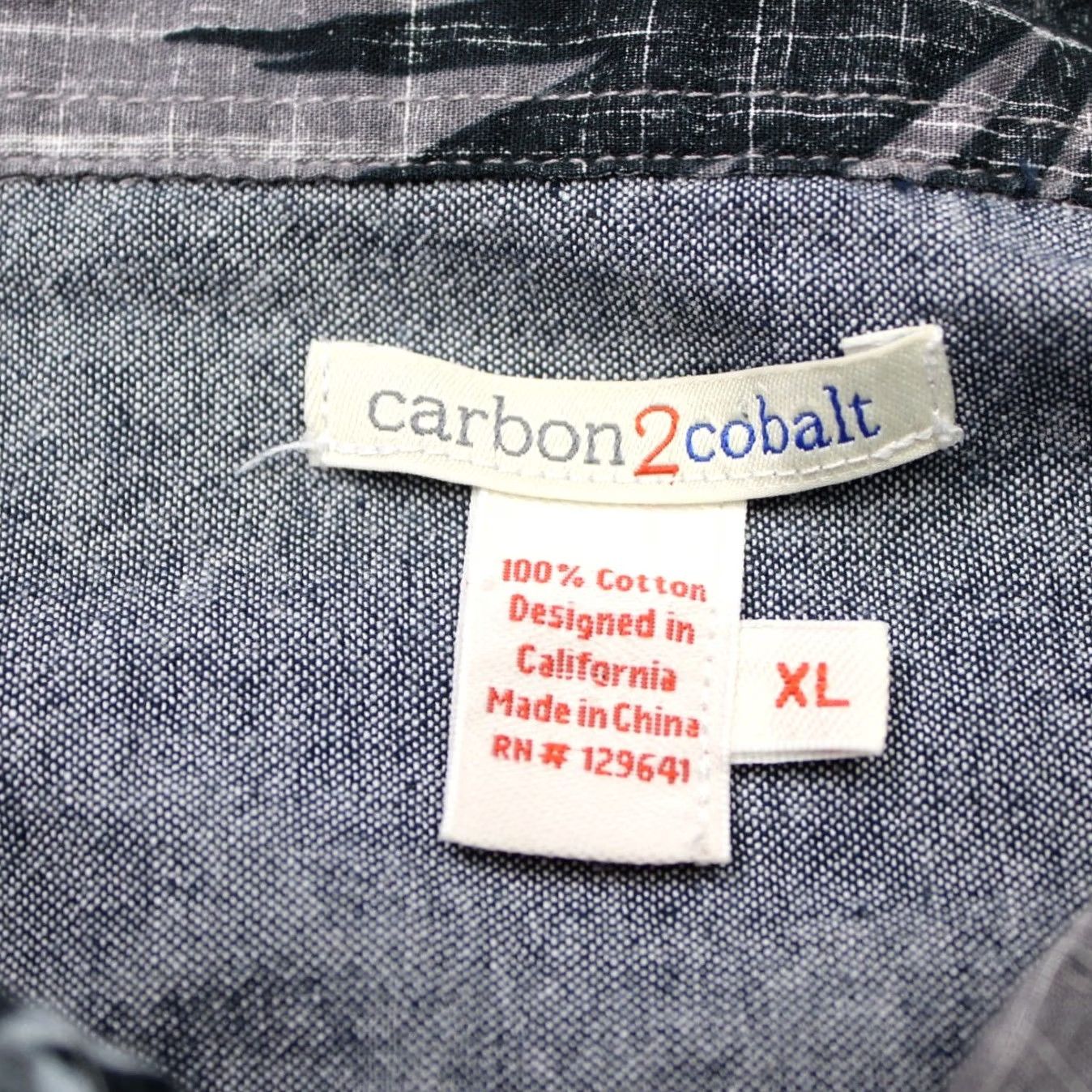 Carbon Carbon2Cobalt Shirt Mens XL Gray Floral Reverse Print 100% Cotton Short Sleeve Size US XL / EU 56 / 4 - 6 Thumbnail