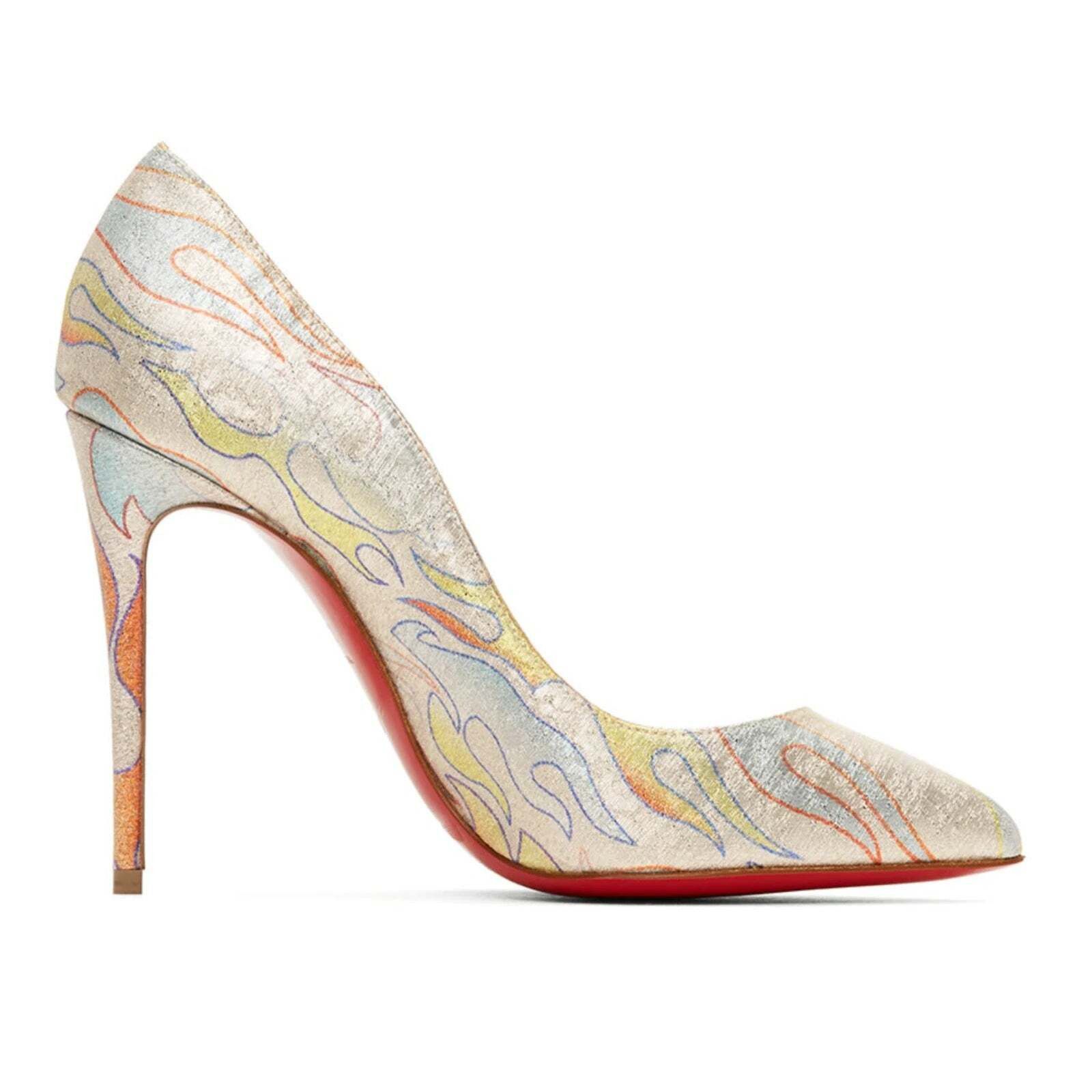 Christian Louboutin Christian Louboutin Pigalle Follies 100 Lurex Flame Orange Size US 7.5 / IT 37.5 - 1 Thumbnail