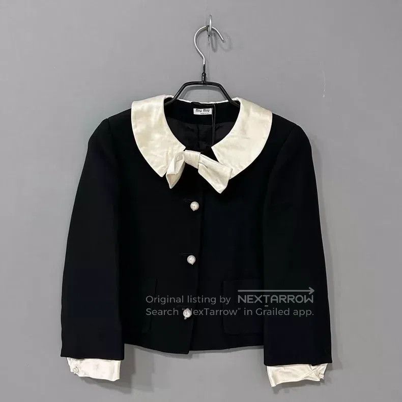 Miu Miu Miu Miu 38 Small fragrant wind bow Pearl button coat Size M / US 6-8 / IT 42-44 - 2 Thumbnail