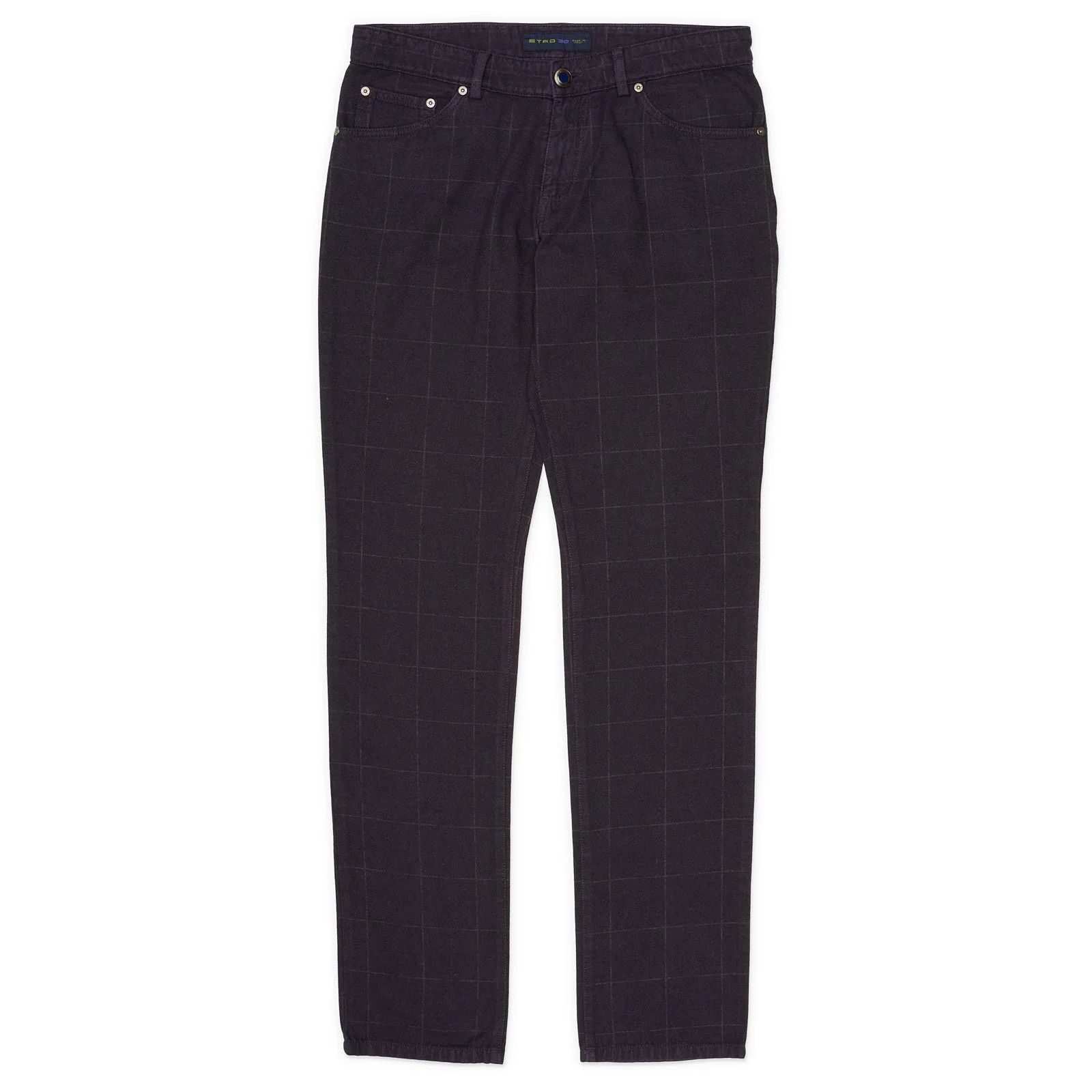 Etro ETRO Purple Windowpane Cotton Slim Fit Denim Jeans NEW Size US 32 / EU 48 - 1 Thumbnail