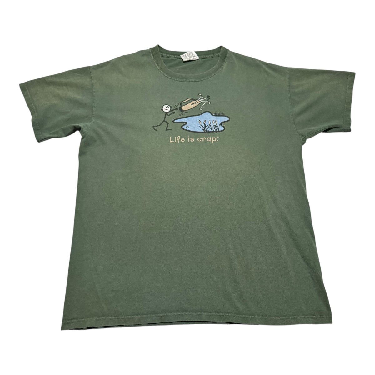 Vintage Vintage Life is Crap Golfing Green Faded Shirt Men's Large Size US L / EU 52-54 / 3 - 1 Thumbnail