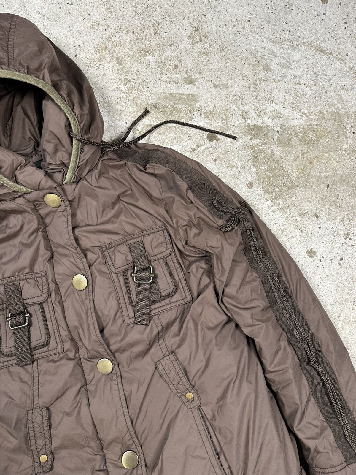 Japanese Brand × Vintage Vintage Y2K Bondage Utility Hooded Brown Jacket Size US S / EU 44-46 / 1 - 8 Thumbnail