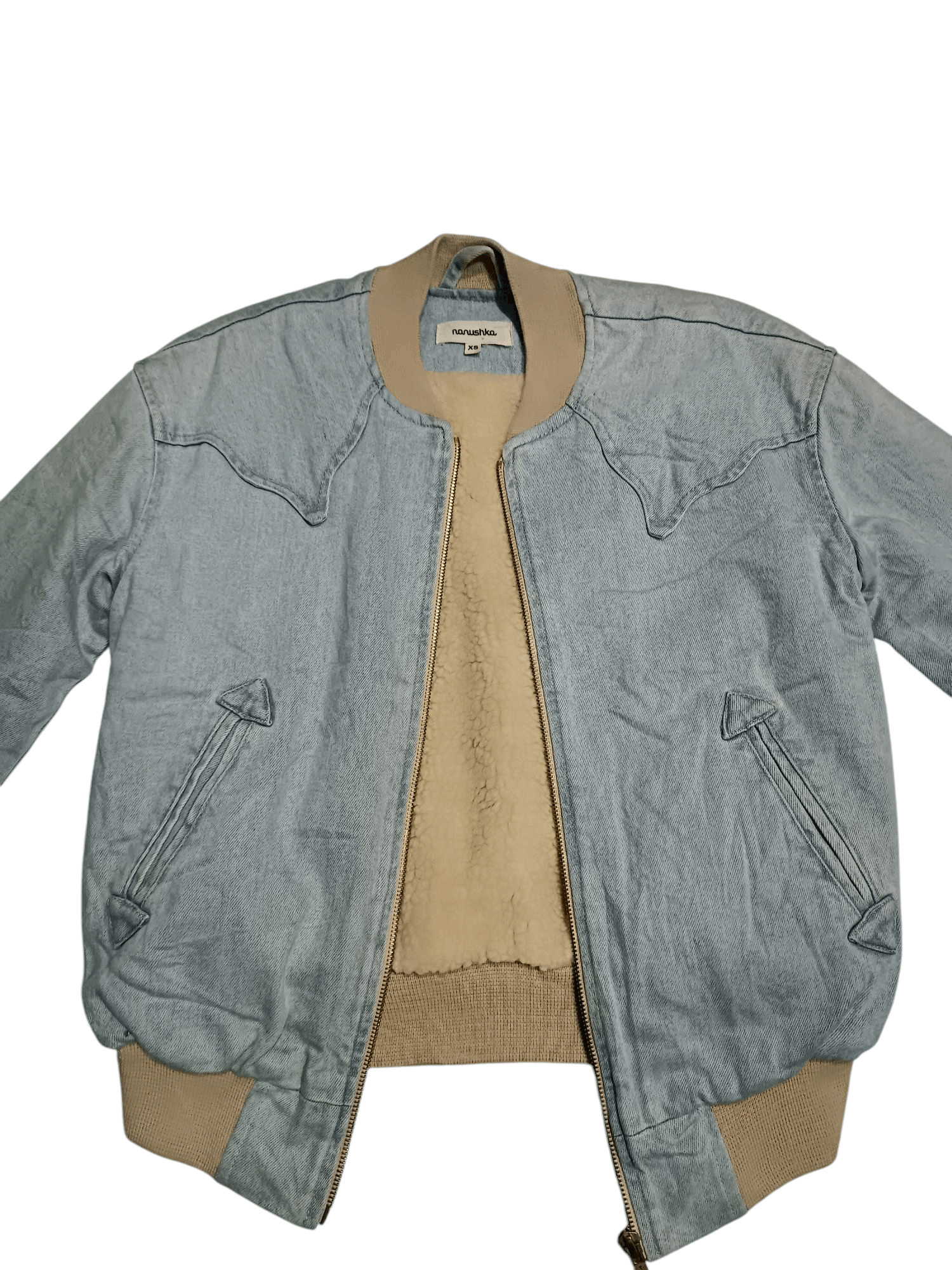 Nanushka Nanushka Denim Bomber Jacket Light Blue Western Style Size US XS / EU 42 / 0 - 5 Thumbnail