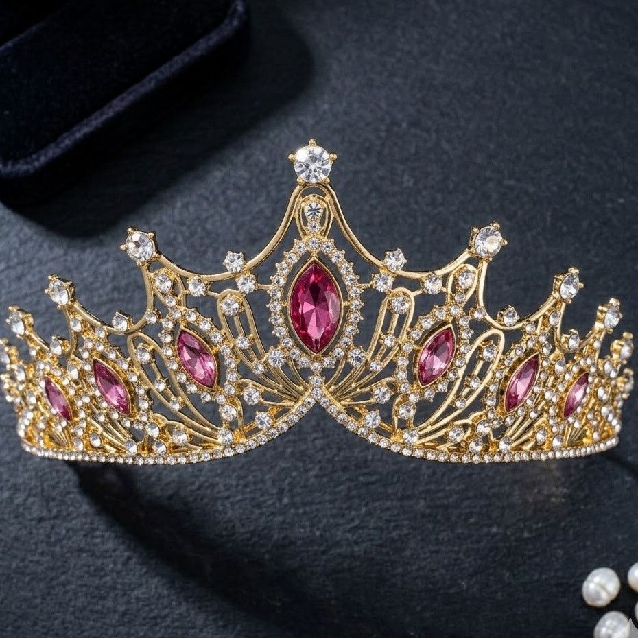 & Other Stories Gold Tiara Pink Jewels Princess Queen Halloween Costume Size ONE SIZE - 2 Thumbnail