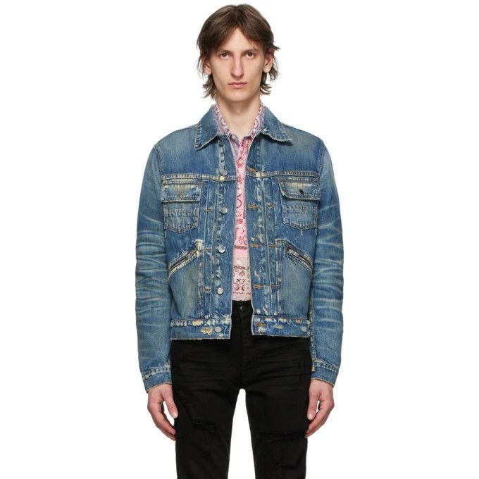 Amiri Blue Distressed Wrangler Denim Jacket Size US S / EU 44-46 / 1 - 2 Thumbnail
