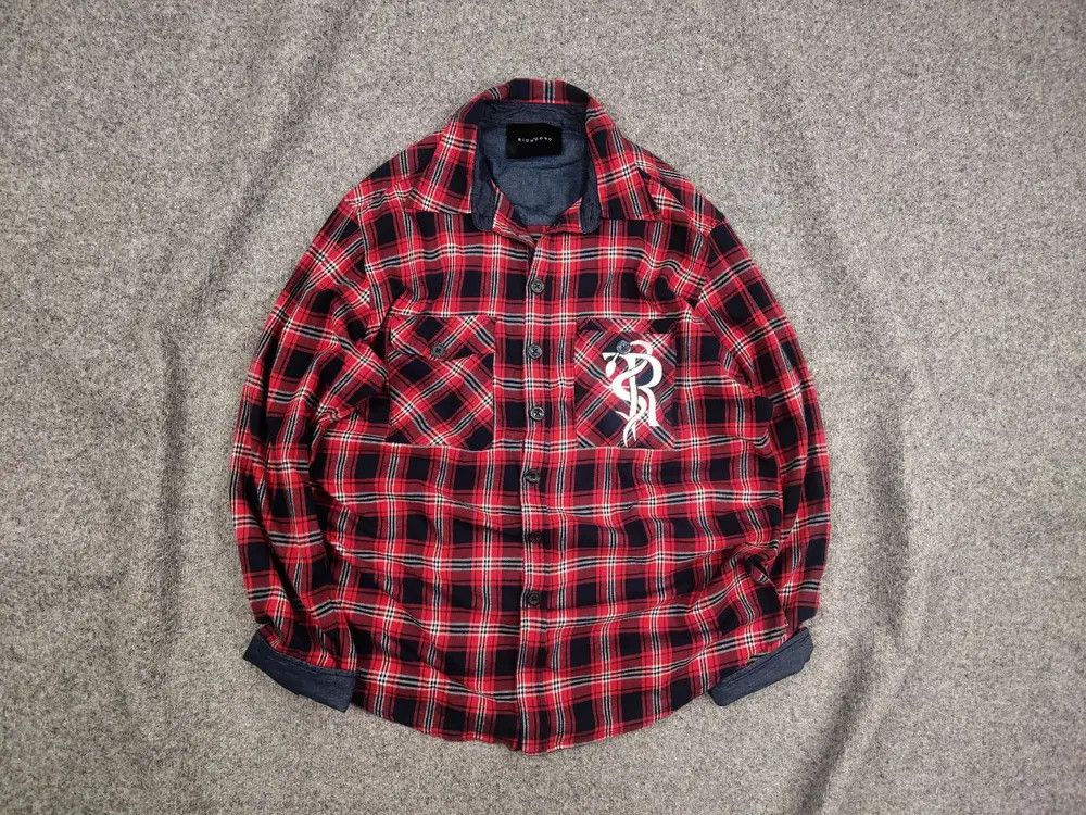 John Richmond John Richmond Design Oversized Red Black Check Flannel Shirt Size US XL / EU 56 / 4 - 1 Thumbnail
