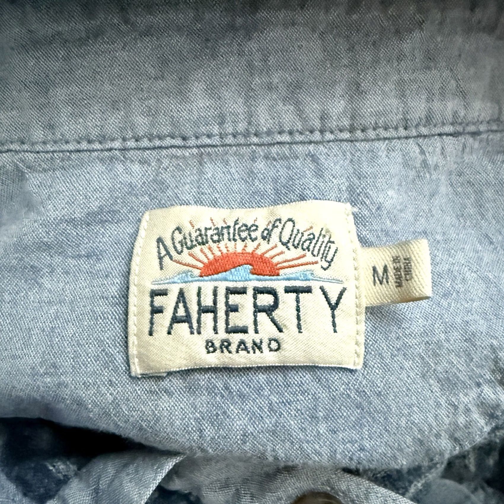 Faherty Faherty Polo Shirt Mens Size M Blue Striped Long Sleeve organic Cotton blend Pocket Size US M / EU 48-50 / 2 - 4 Thumbnail