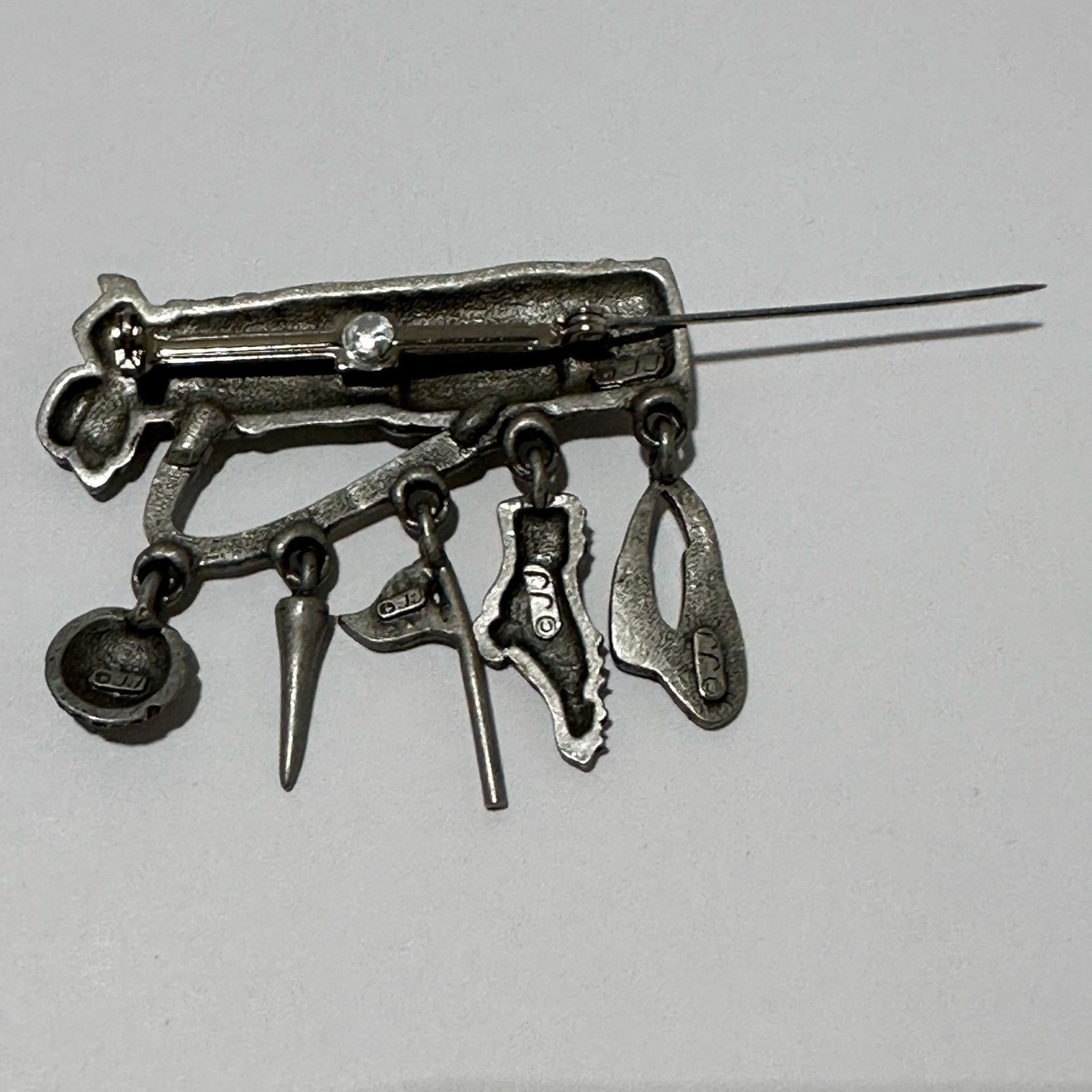 IJJI JJ Signed VTG Pewter Golf Bag w/Dangling Caddy Brooch Pin Size ONE SIZE - 6 Thumbnail