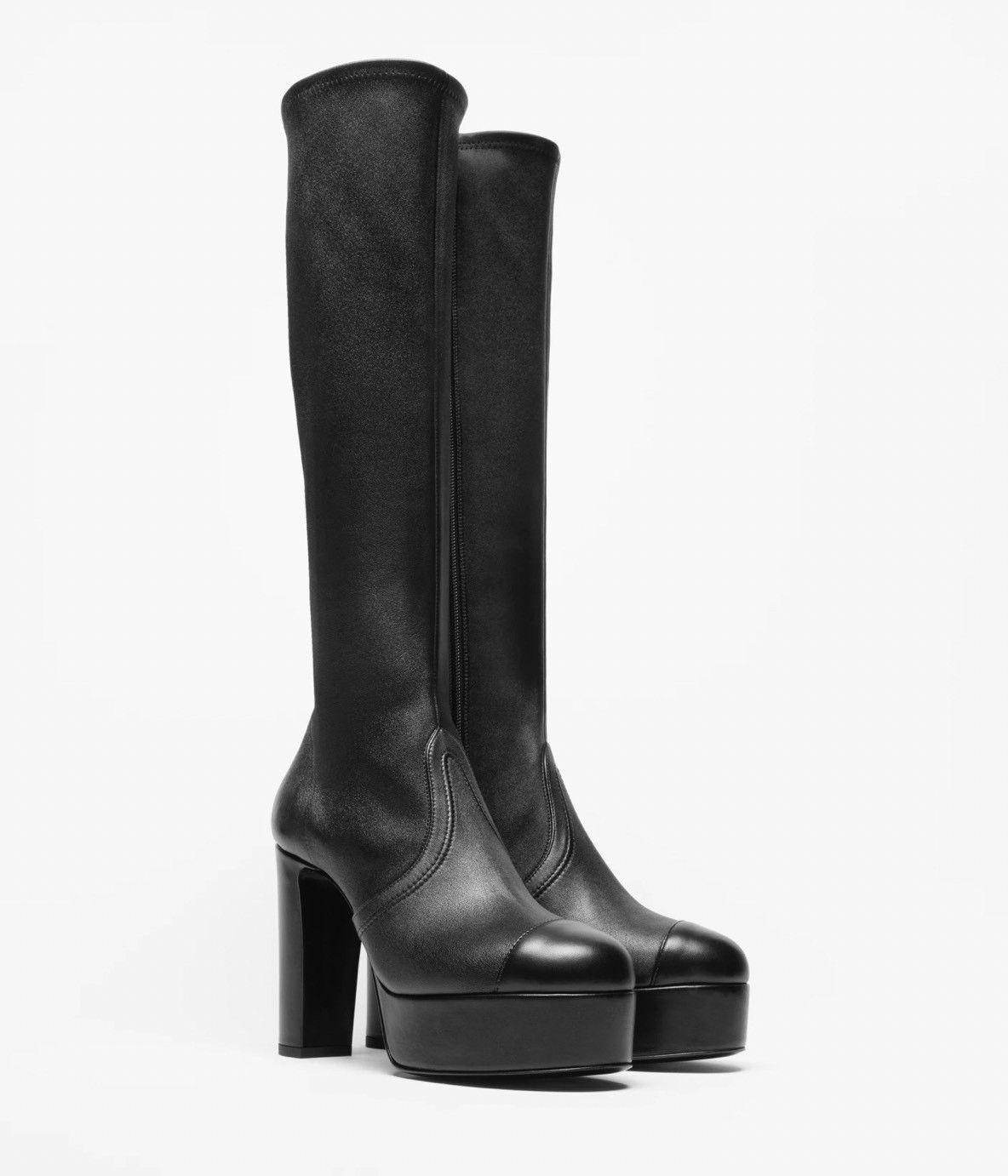 Chanel 24K Lambskin CC Platform Block Heel Knee High Boots 37.5C Size US 7.5 / IT 37.5 - 5 Thumbnail