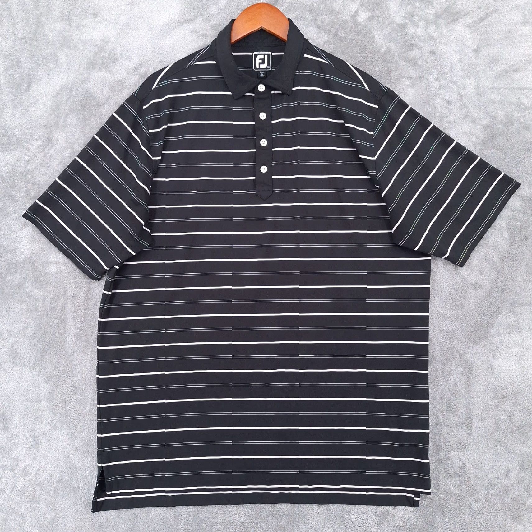Footjoy Footjoy Polo Shirt Mens XL Black Striped Short Sleeve Athletic Fit Golf Size US XL / EU 56 / 4 - 2 Thumbnail