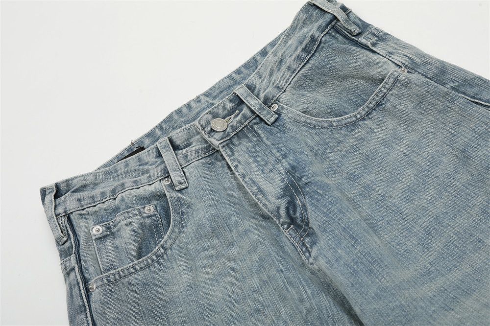Japanese Brand Men's washed distressed casual side pleated wide-leg jeans Size US 34 / EU 50 - 4 Thumbnail