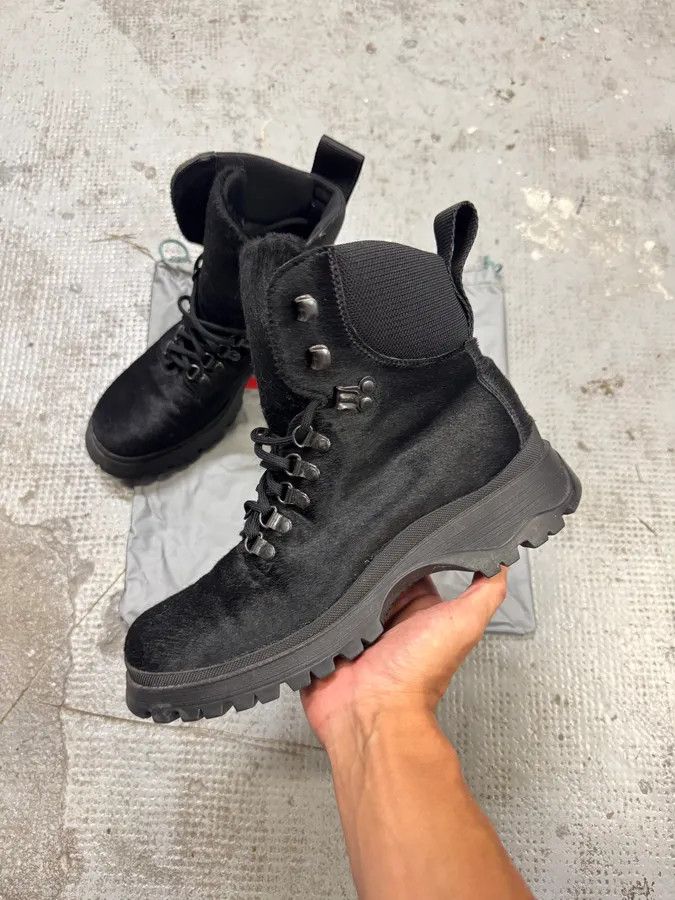 Designer × Prada × Vintage AW1999 Prada Linea Rossa Black Pony Hair Leather Boots Size US 6 / EU 39 - 6 Thumbnail