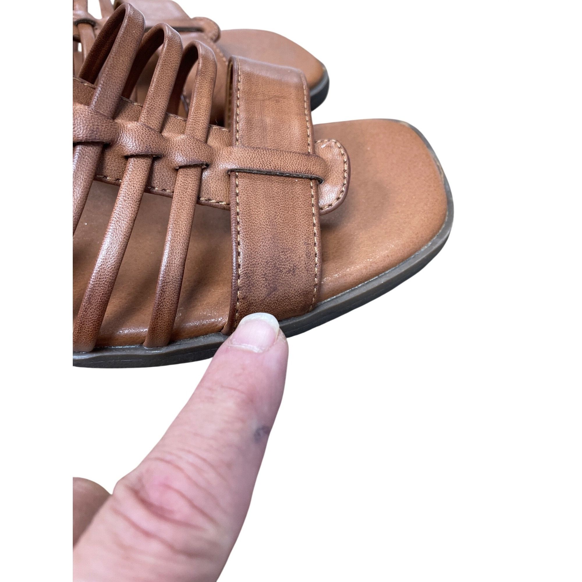 Frye Frye company Teaghan strap wms brown faux leather sandals sz Size US 11 / IT 41 - 15 Thumbnail