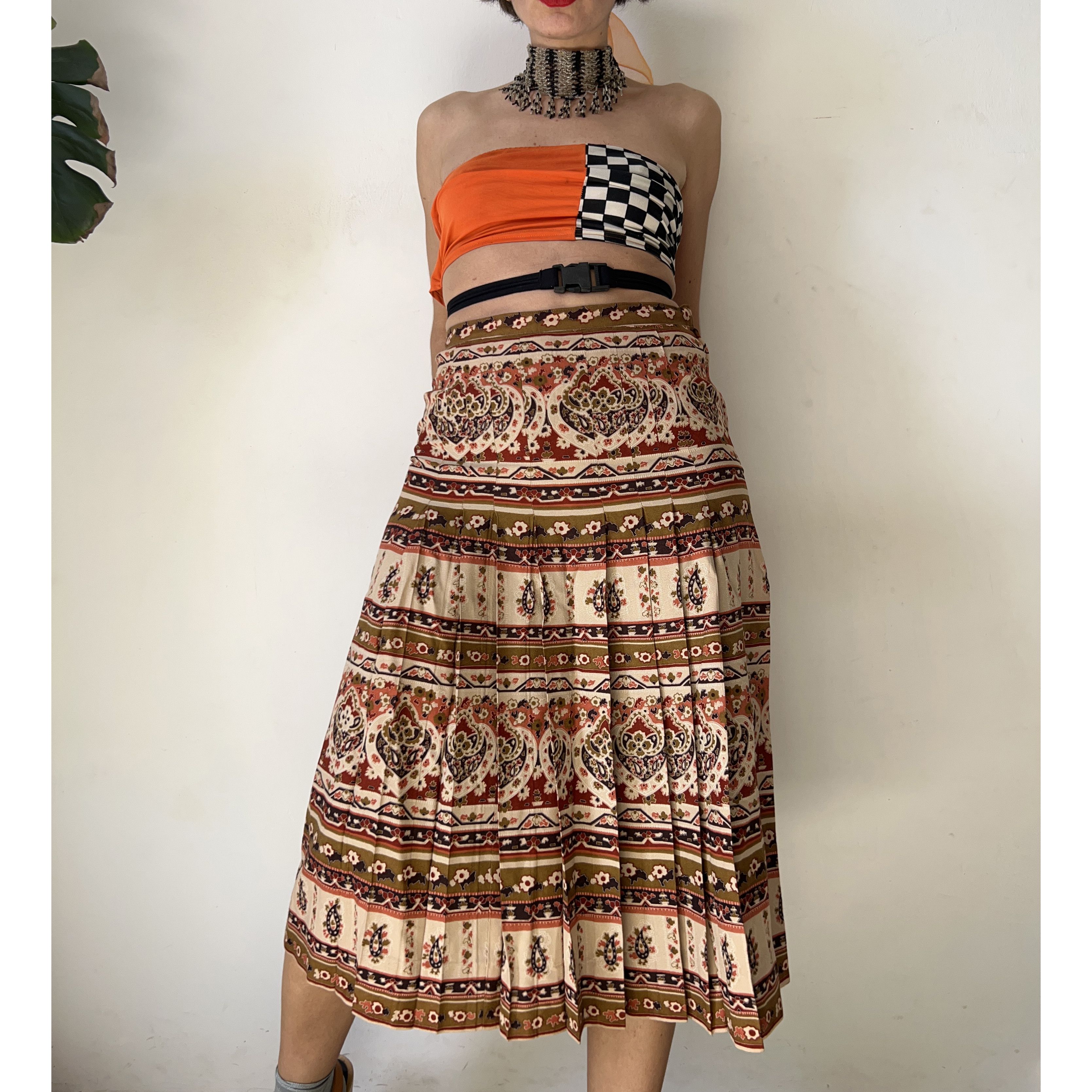 Vintage Vintage 70s Earthy Paisley Midi Skirt Size 30" / US 8 / IT 44 - 5 Thumbnail