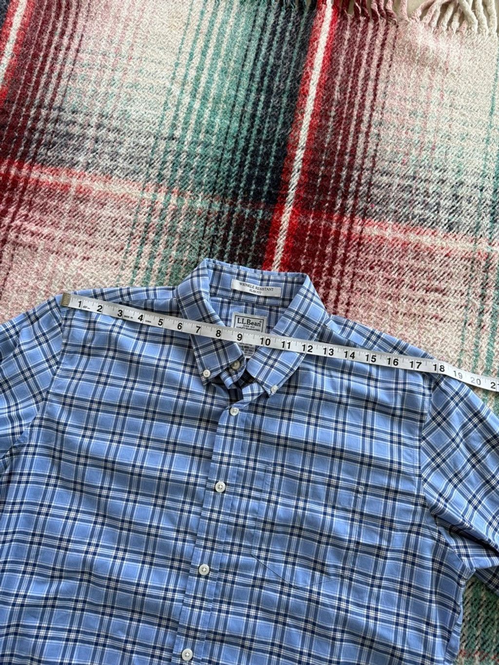 L.L. Bean Vintage L.L.Bean Blue Plaid Slim Fit Casual Shirt L Size US L / EU 52-54 / 3 - 7 Thumbnail