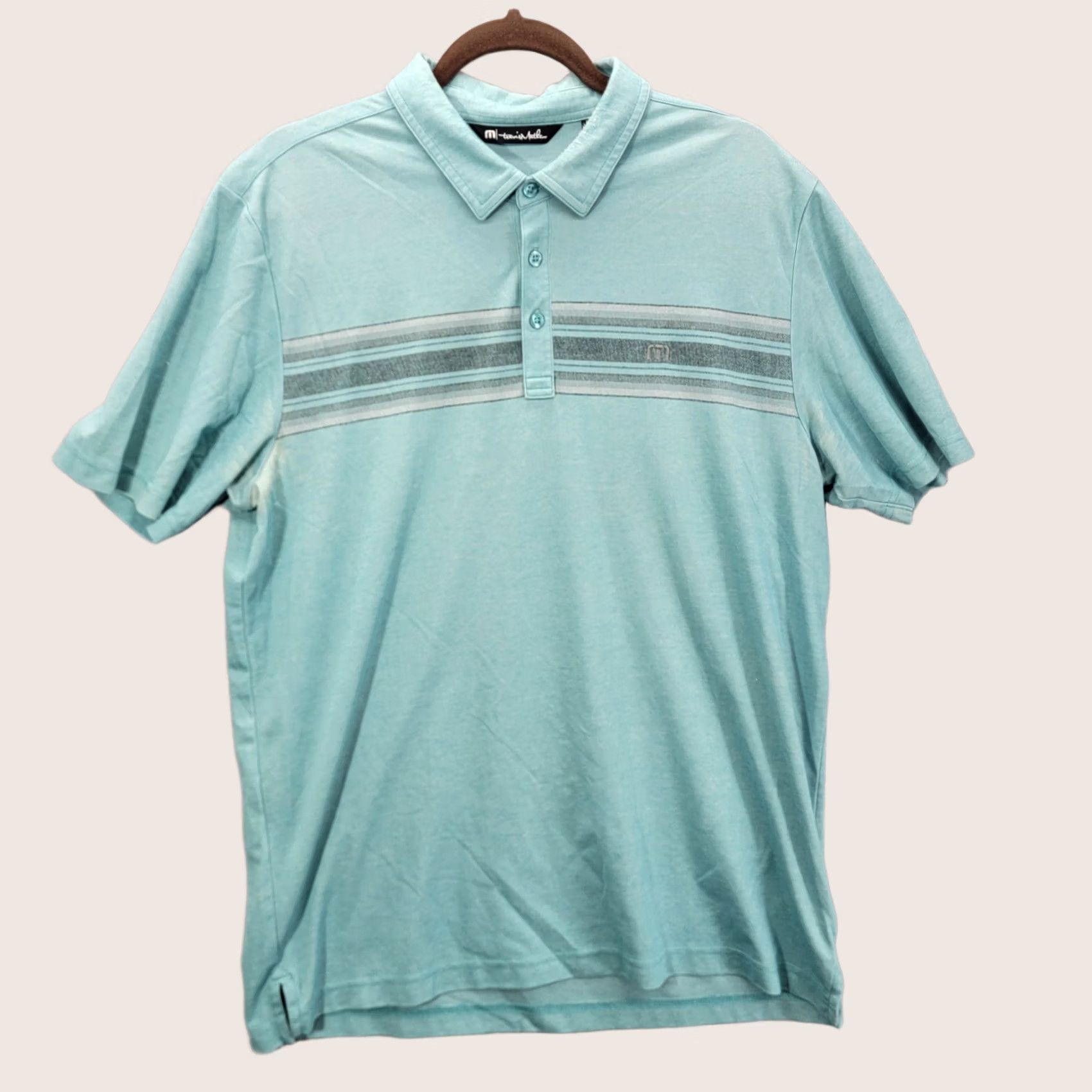 TravisMathew Travis Mathew Polo Shirt Mens XL Short Sleeve Golf striped blue polo shirt Size US XL / EU 56 / 4 - 1 Thumbnail