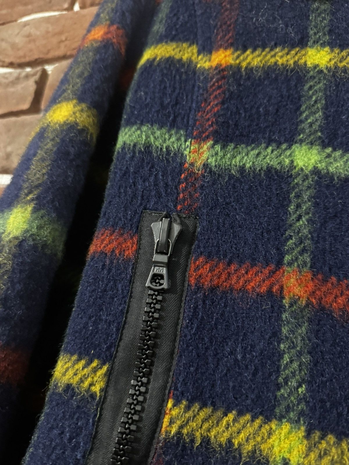 Japanese Brand VINTAGE Wool Fuzzy JACKET TARTAN RIRI ZIP Avant Garde Hype Size US S / EU 44-46 / 1 - 5 Thumbnail