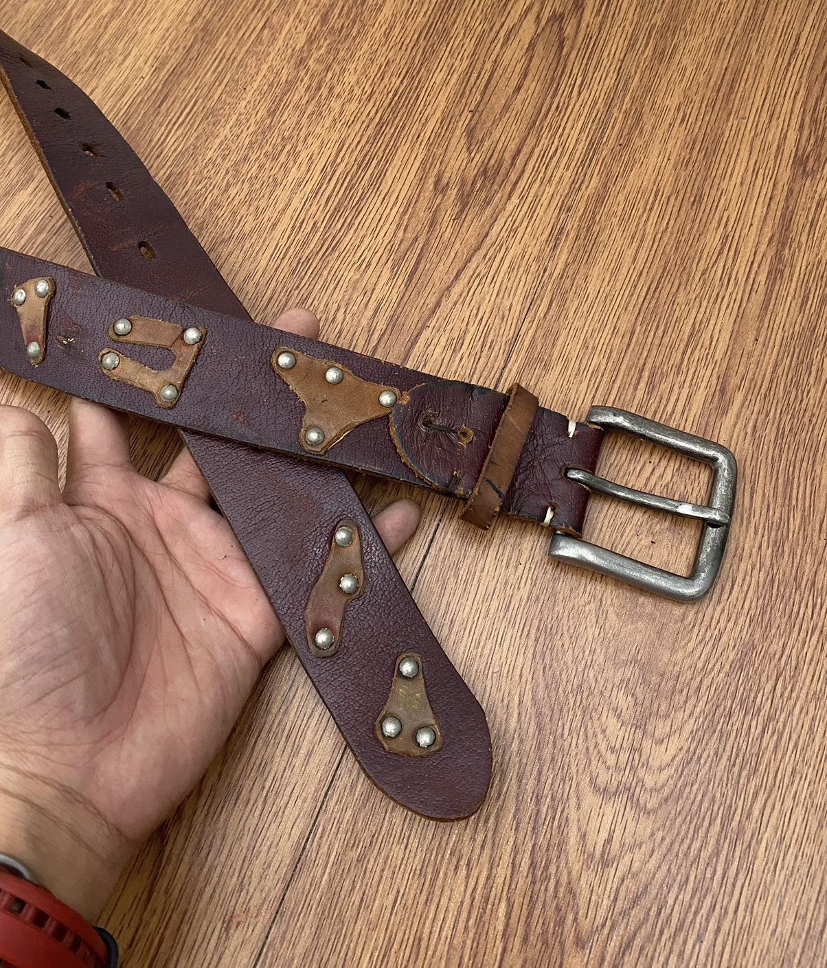 Handmade × Japanese Brand × Vintage Vintage Handmade patchwork leather belt Size ONE SIZE - 3 Thumbnail
