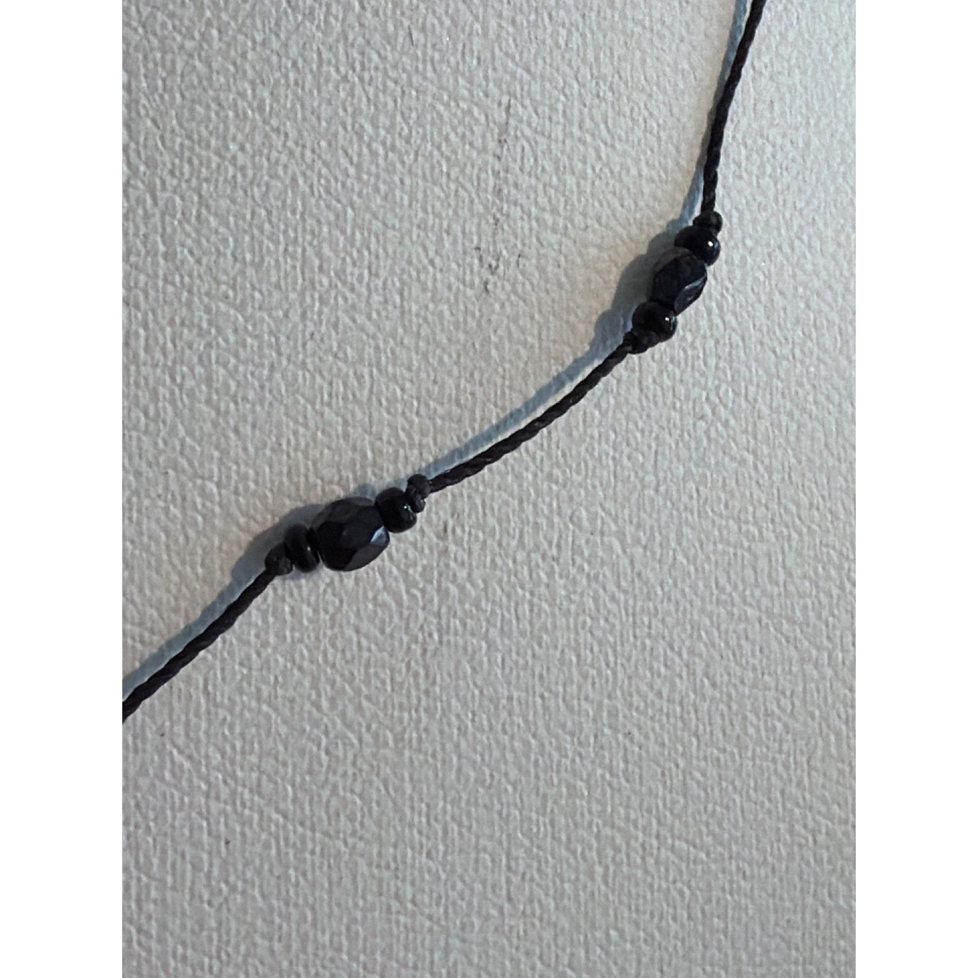 Other Vintage Black Glass Bead Choker Collar Necklace Cord Screw B Size ONE SIZE - 2 Thumbnail