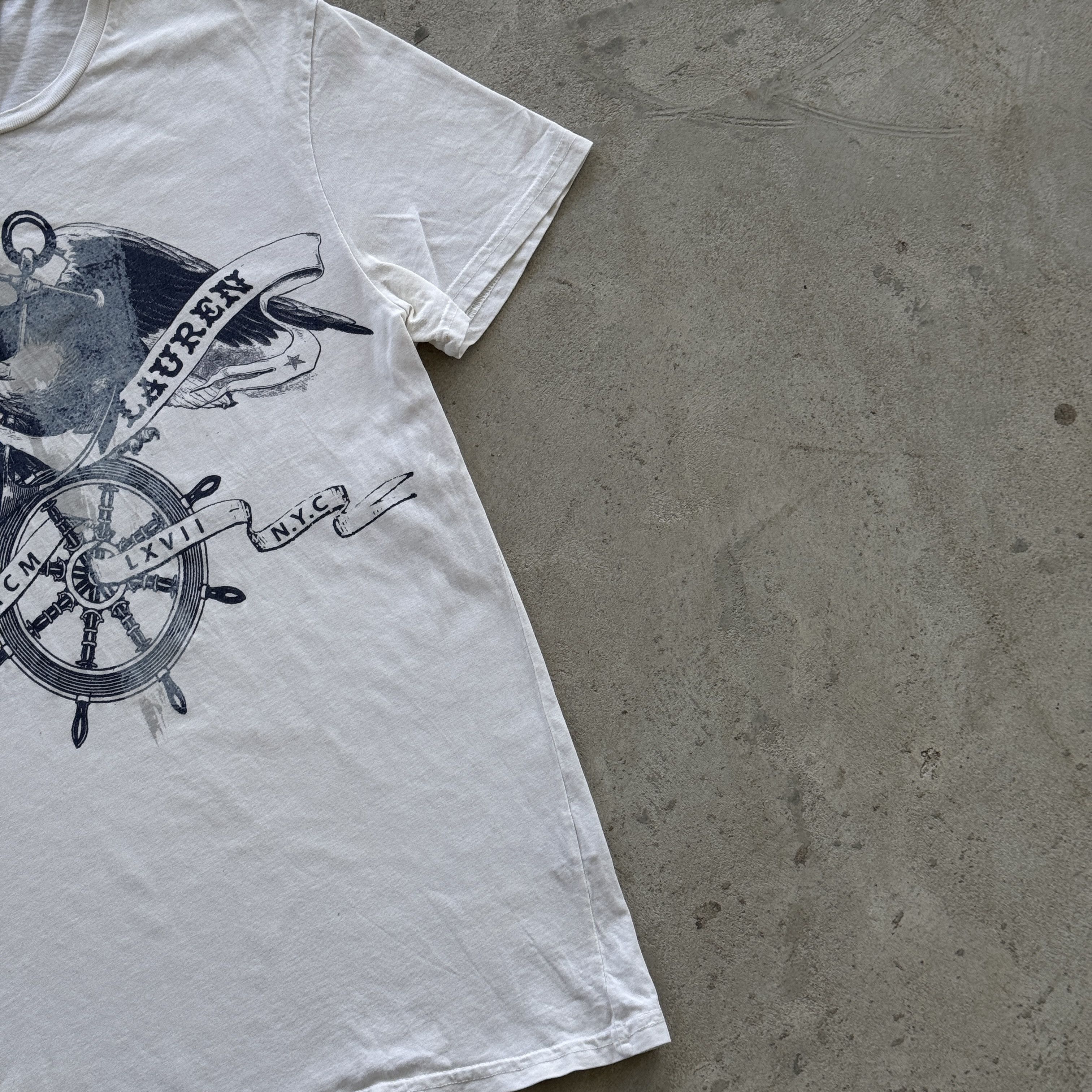 Polo Ralph Lauren Polo Ralph Lauren White Graphic T-Shirt Nautical Anchor S Size US S / EU 44-46 / 1 - 2 Thumbnail