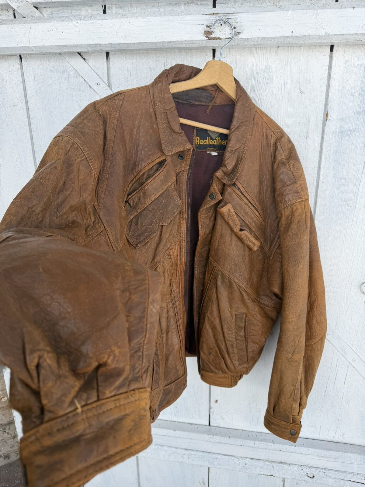 Vintage Vintage leather jacket bomber Size L / US 10 / IT 46 - 3 Thumbnail