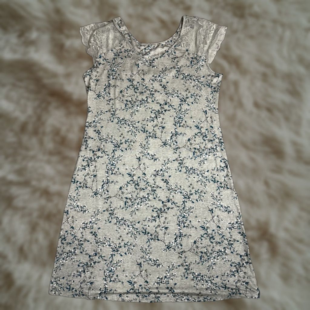 Charter Club Charter Club Intimates Dress Nightgown Gray Blue Sleep Lace XS NWT Floral Womens Short Sleeve Rayon Dress Nightgown Size XS / US 0-2 / IT 36-38 - 1 Thumbnail