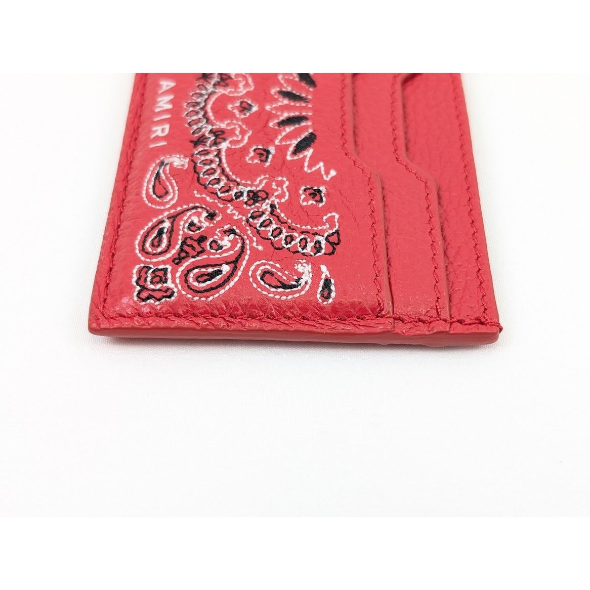 Amiri o1rshd1 Size: OS / Leather Bandana Card Holder in Red Size ONE SIZE - 8 Thumbnail
