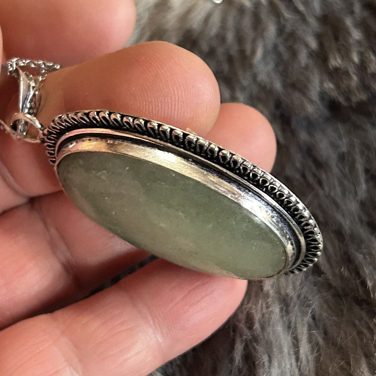 Handmade Handcrafted framed oval aventurine 925 sterling necklace Size ONE SIZE - 7 Thumbnail