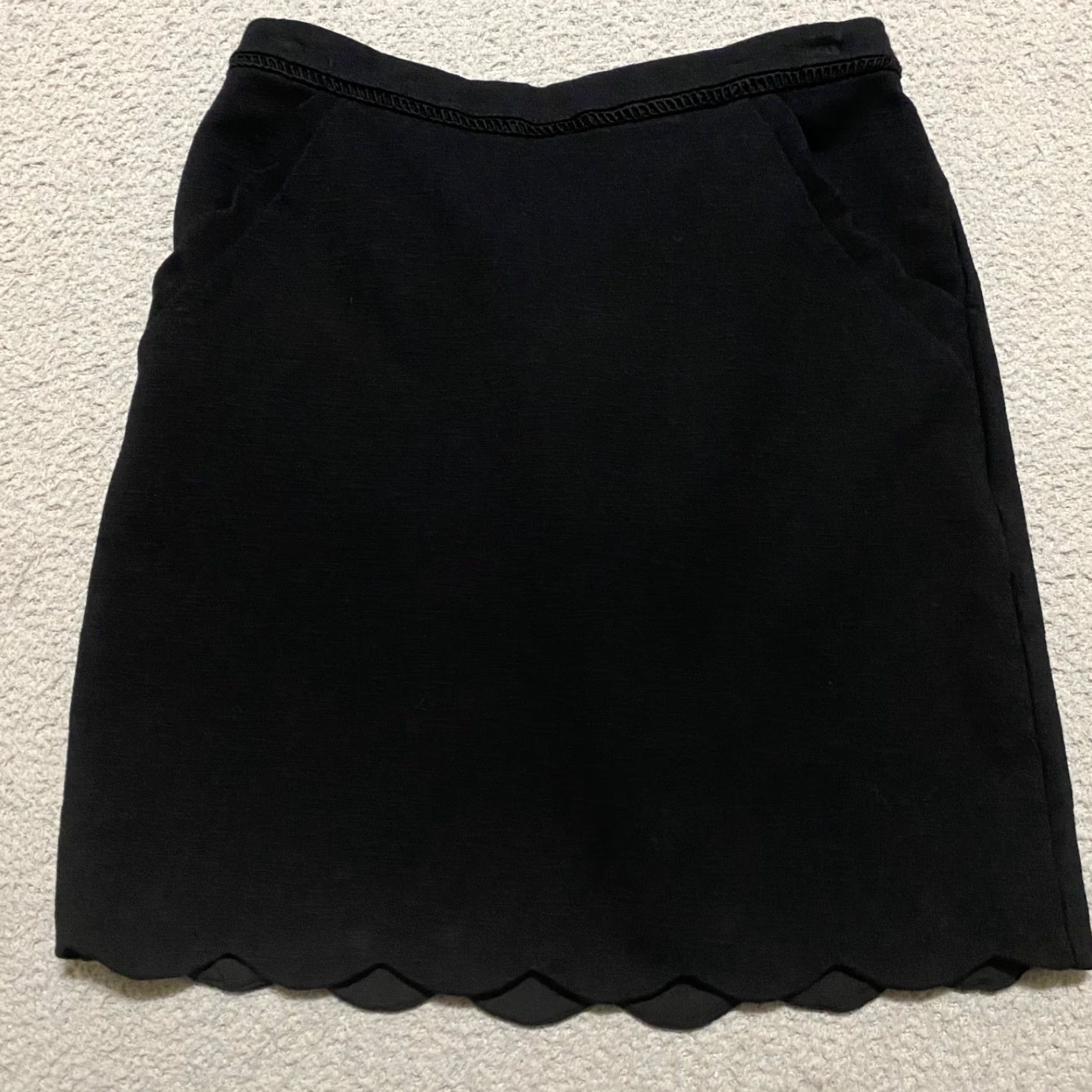 Vintage Skies are Blue Skirts Womens Small Black Knit Scalloped Hem Pockets Mini Size 28" / US 6 / IT 42 - 2 Thumbnail