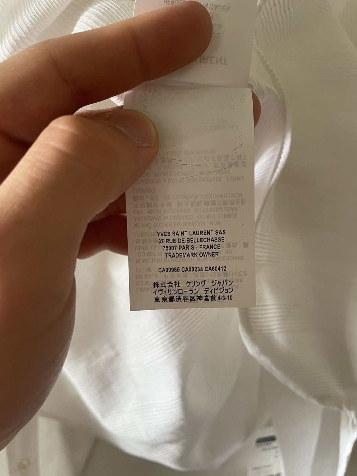 Saint Laurent Paris 2019 White Silk Ribbed Shirt Size US M / EU 48-50 / 2 - 12 Thumbnail