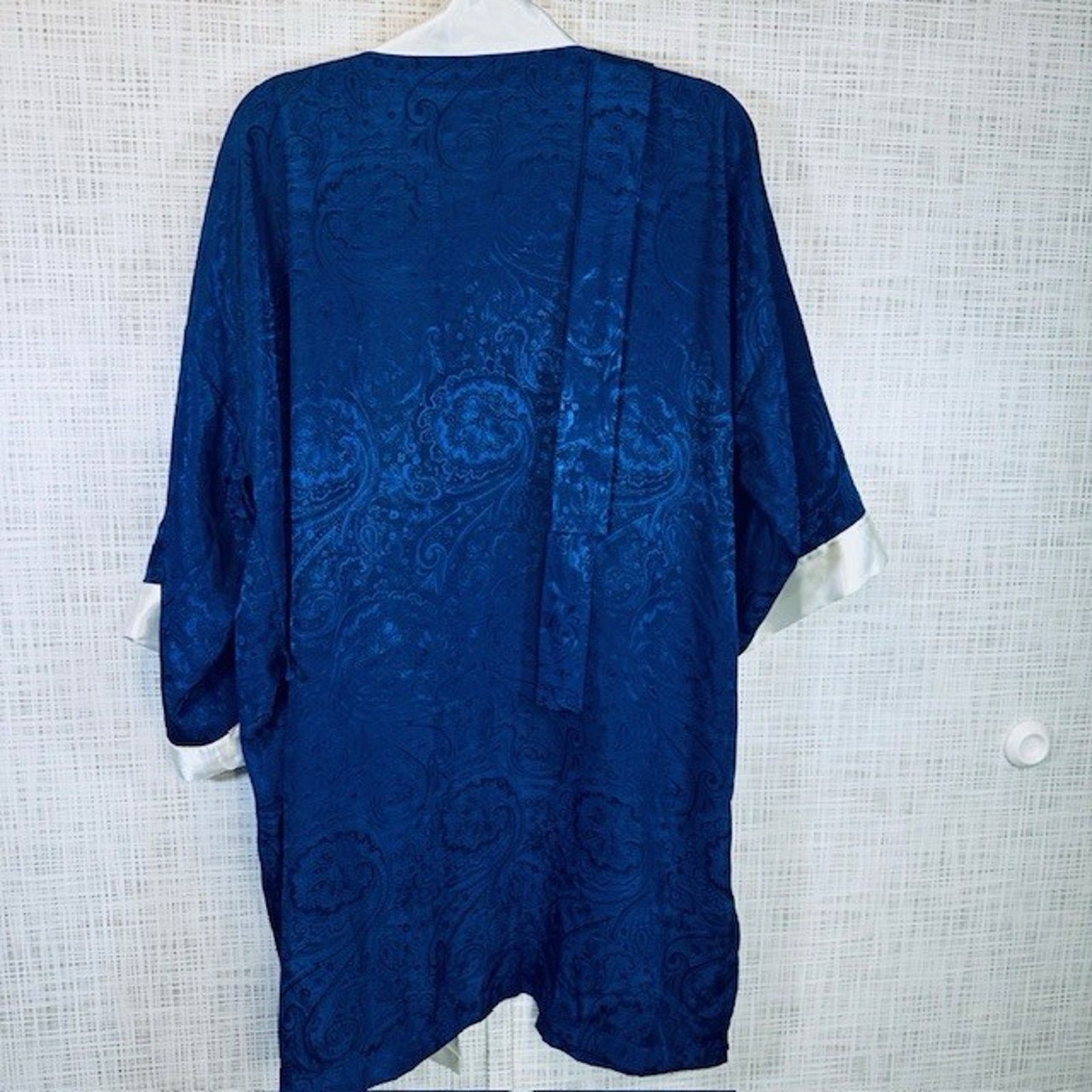 Other Sedu Robe w/Belt OSFM, Short Navy/White Polyester Vintage Size ONE SIZE - 6 Thumbnail