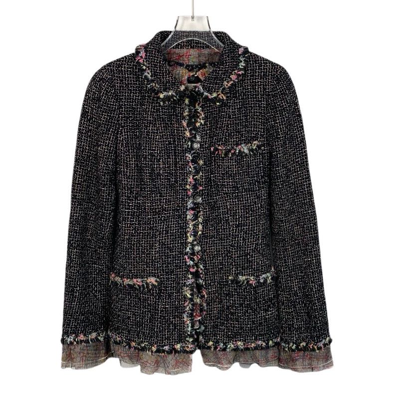 Chanel ChanelBlack dazzling tassel lace tweed woven jacket 2503-Ne