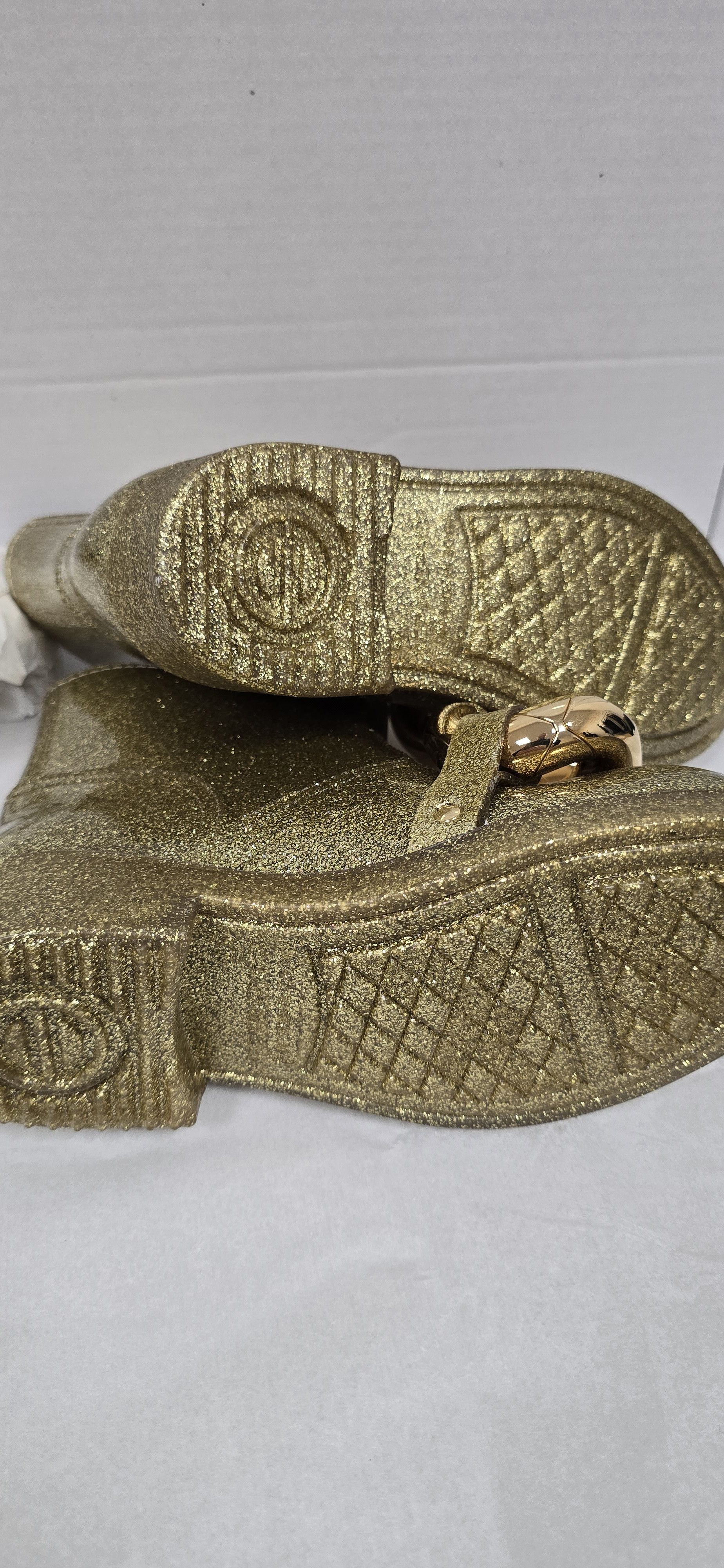 JW Anderson Gold Glitter Chain Rubber Rain Boots Wellies $400 Size US 7 / IT 37 - 4 Thumbnail