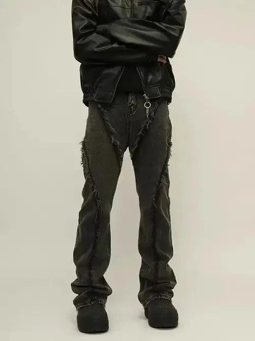 Japanese Brand VIBE Retro distressed patchwork raw edge bootcut jeans Size US 32 / EU 48 - 8 Thumbnail