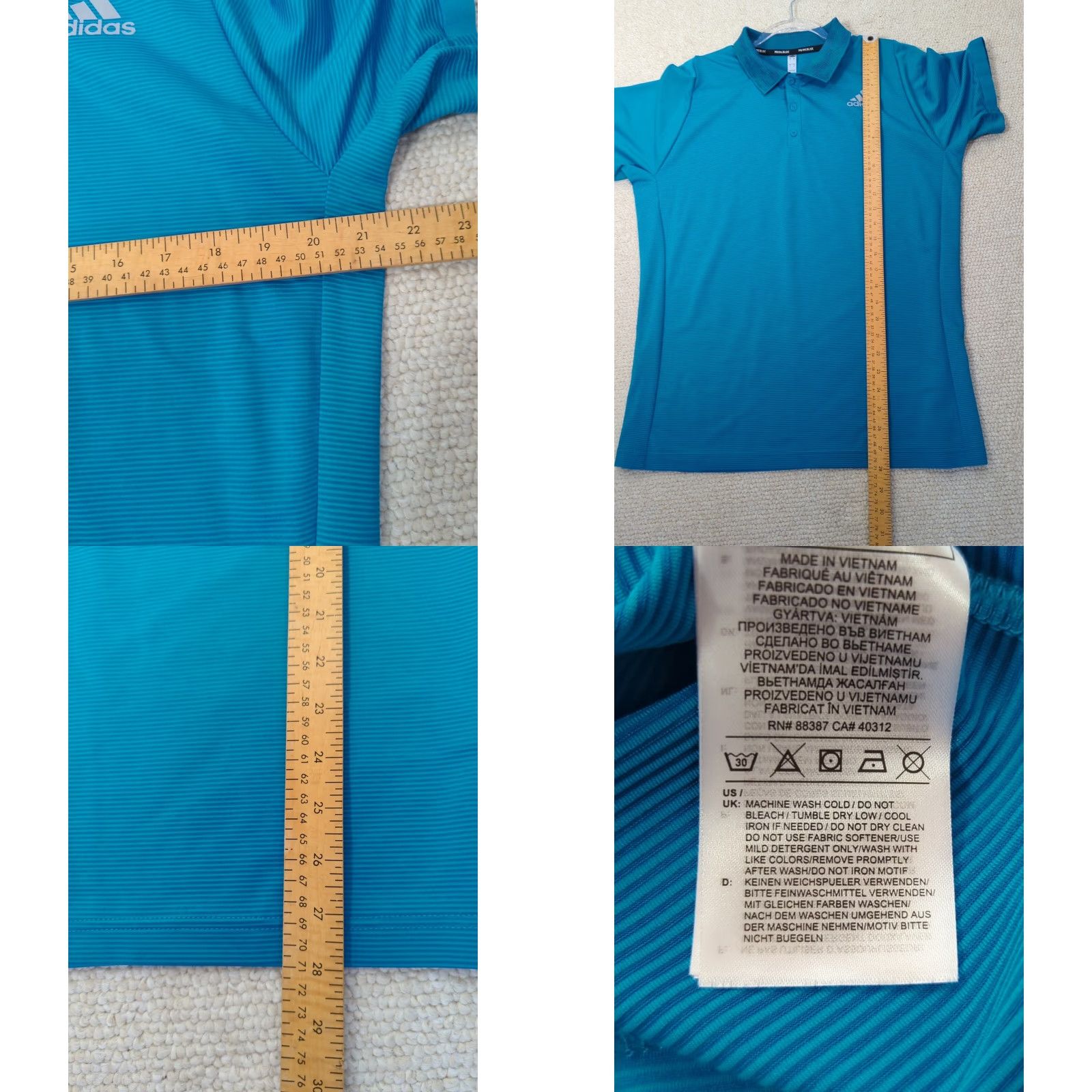 Adidas adidas golf shirt PrimeBlue Mens size Large striped polo blue short sleeve shirts polo shirts golf Size US L / EU 52-54 / 3 - 8 Thumbnail