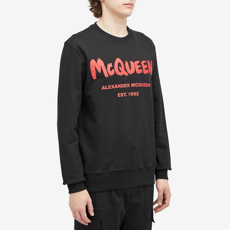 Alexander McQueen o1srvl11e0226 Graffiti Print Sweater In Black Size US XL / EU 56 / 4 - 2 Thumbnail