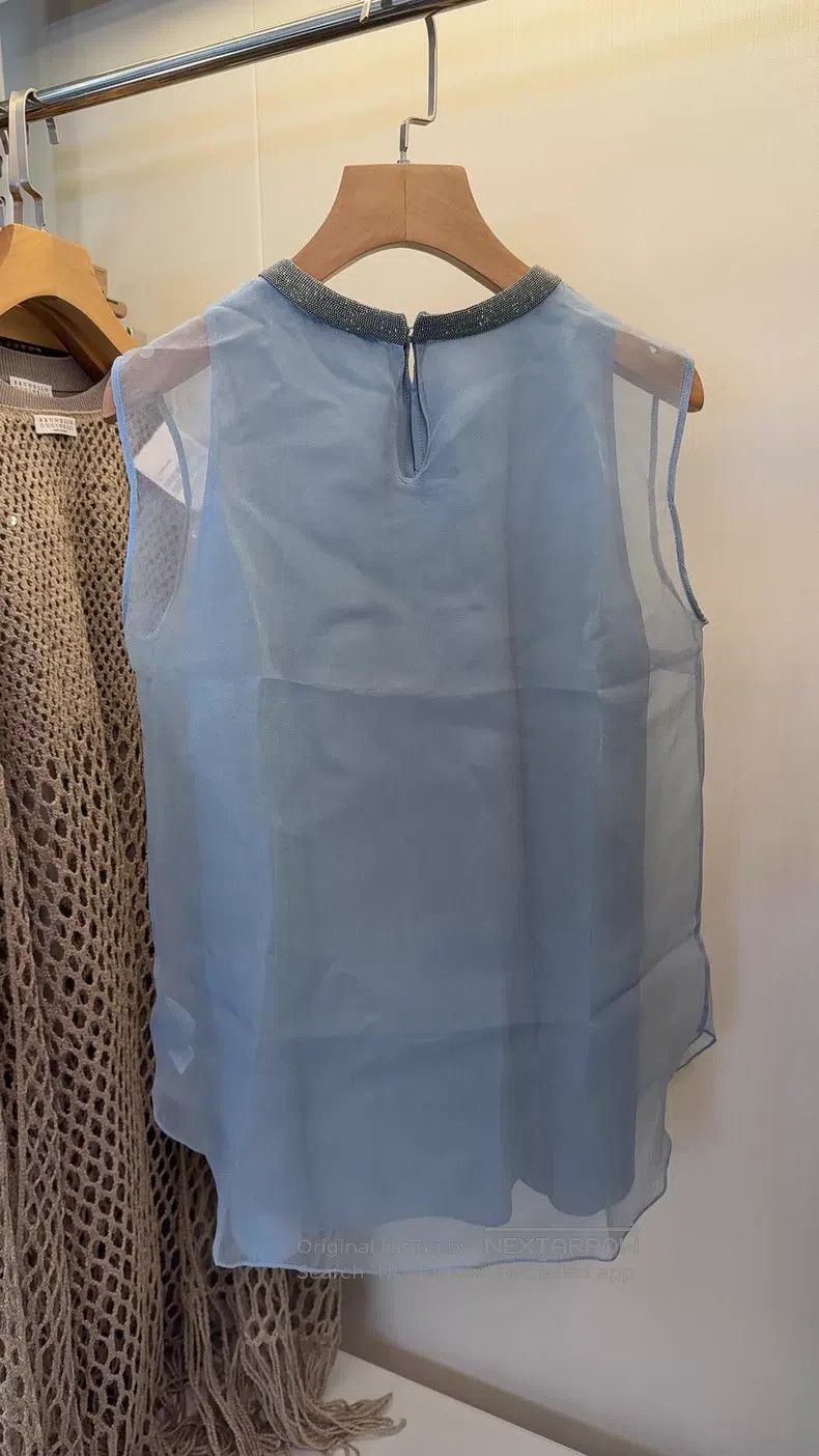 Brunello Cucinelli Brunello Cucinelli Beaded Silk Two-Piece Top Size S / US 4 / IT 40 - 4 Thumbnail