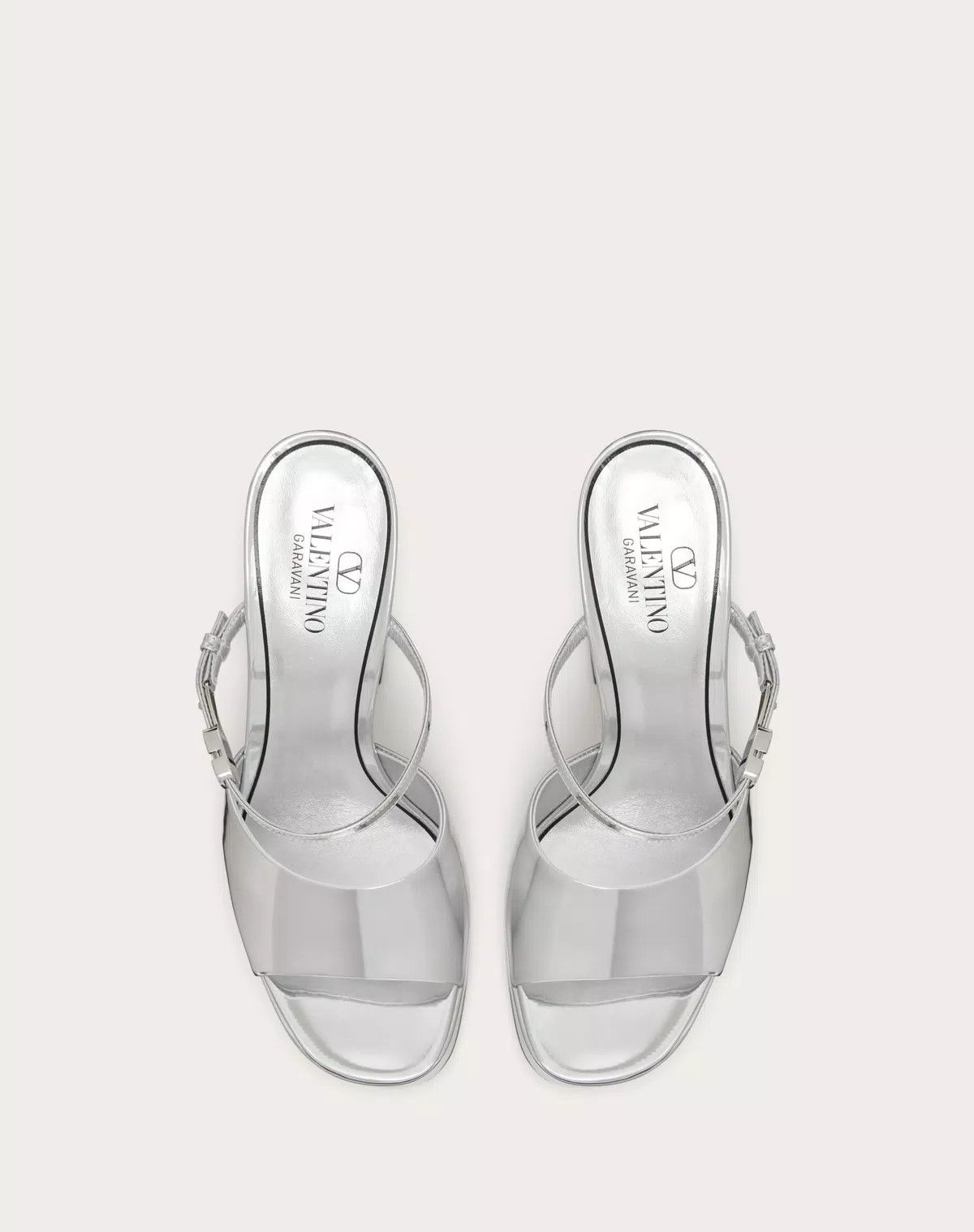 Valentino o1s1wg111125 Tan-go Mirror-effect Platform Slides in Silver Size US 8.5 / IT 38.5 - 4 Thumbnail